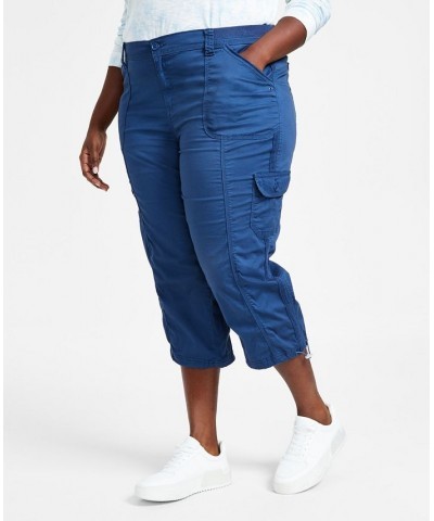 Plus Size Bungee-Hem Capri Pants New Uniform Blue $20.85 Pants