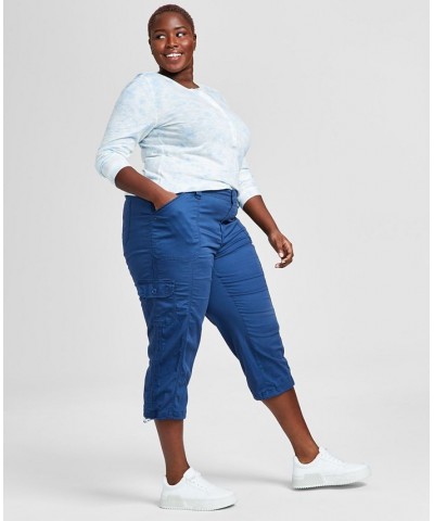 Plus Size Bungee-Hem Capri Pants New Uniform Blue $20.85 Pants