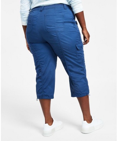 Plus Size Bungee-Hem Capri Pants New Uniform Blue $20.85 Pants