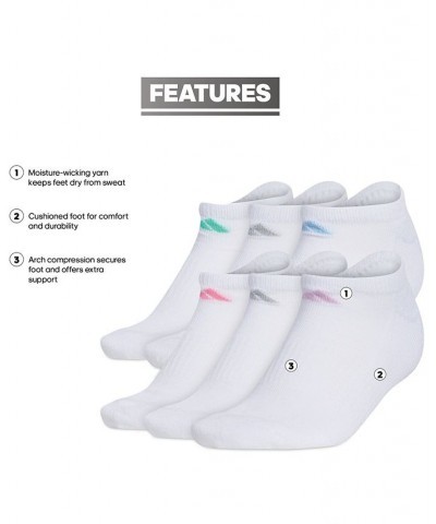 Women's 6-Pk. Athletic Cushioned No-Show Socks White/clear Sky Blue/bliss Lilac Purple $13.80 Socks