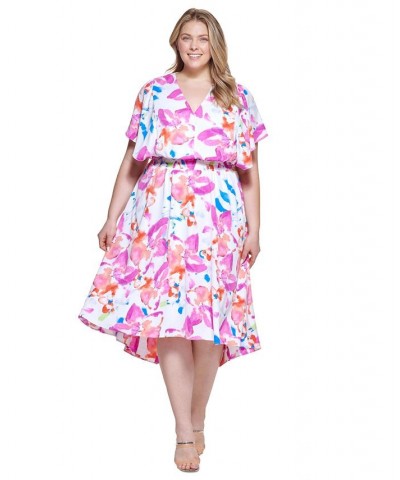 Plus Size Smocked Waist Midi Dress Flamingo Multi $47.74 Dresses