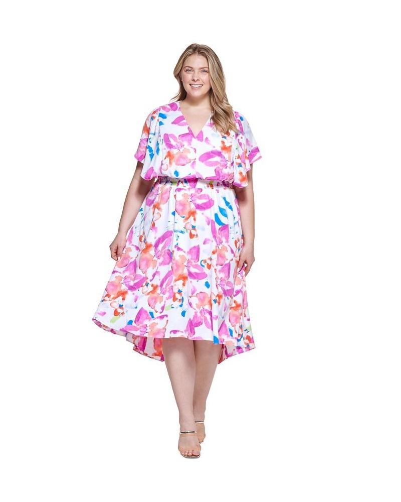 Plus Size Smocked Waist Midi Dress Flamingo Multi $47.74 Dresses