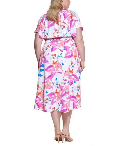 Plus Size Smocked Waist Midi Dress Flamingo Multi $47.74 Dresses