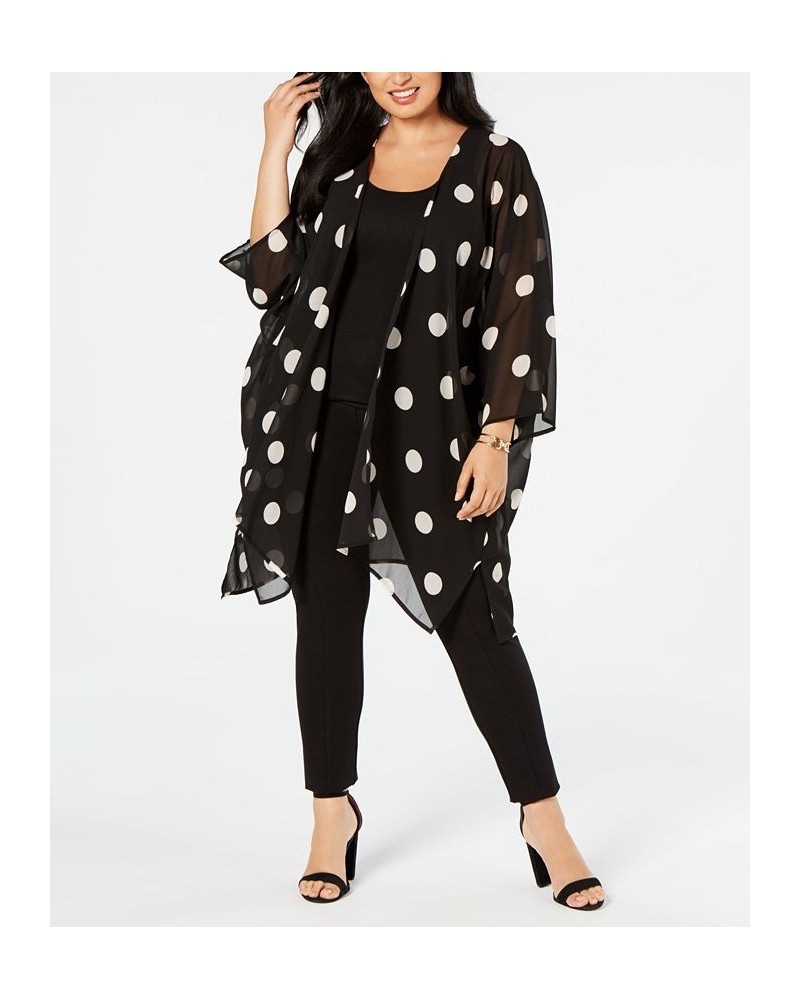 Plus Size Big Dot Chiffon Kimono Anne Black/White $35.44 Jackets