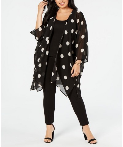 Plus Size Big Dot Chiffon Kimono Anne Black/White $35.44 Jackets