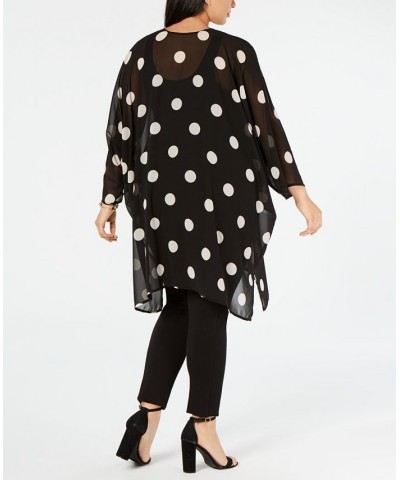 Plus Size Big Dot Chiffon Kimono Anne Black/White $35.44 Jackets