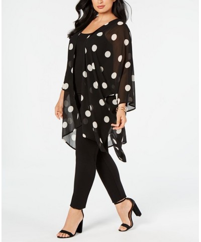 Plus Size Big Dot Chiffon Kimono Anne Black/White $35.44 Jackets