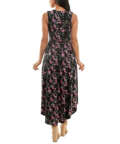 Juniors' Floral-Print Ruffled-Neck High-Low Fit & Flare Dress Color 6 Black Floral $22.05 Dresses