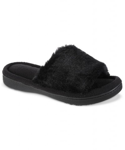 Women's Laurel Faux Fur Slide Slippers Black $10.12 Shoes