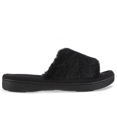 Women's Laurel Faux Fur Slide Slippers Black $10.12 Shoes