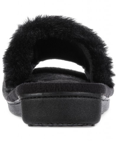 Women's Laurel Faux Fur Slide Slippers Black $10.12 Shoes