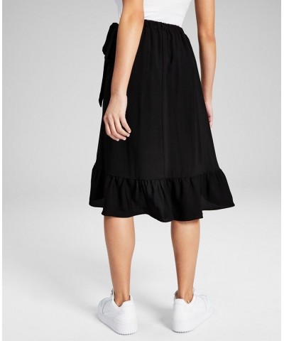 Women's Ruffled High-Low Midi Skirt Black $24.78 Skirts