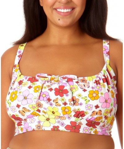 Plus Size Printed Long-Line Bralette Bikini Top Floral Print $22.05 Swimsuits