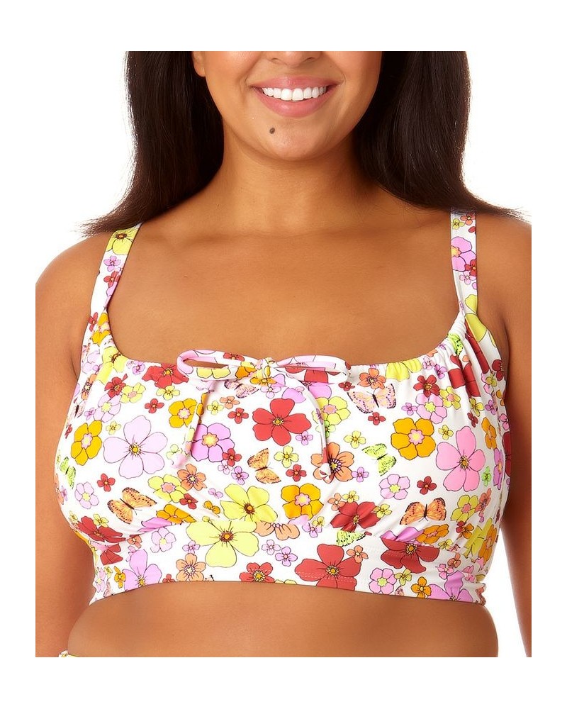 Plus Size Printed Long-Line Bralette Bikini Top Floral Print $22.05 Swimsuits