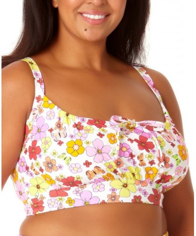 Plus Size Printed Long-Line Bralette Bikini Top Floral Print $22.05 Swimsuits