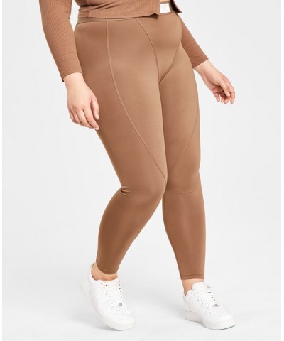 Style Not Size Women's and Plus Size Solid Leggings Tan/Beige $19.46 Pants