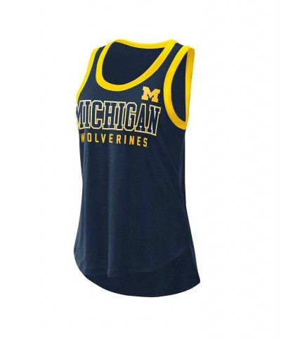 Women's Navy Michigan Wolverines Clubhouse Slub Tank Top Navy $16.95 Tops