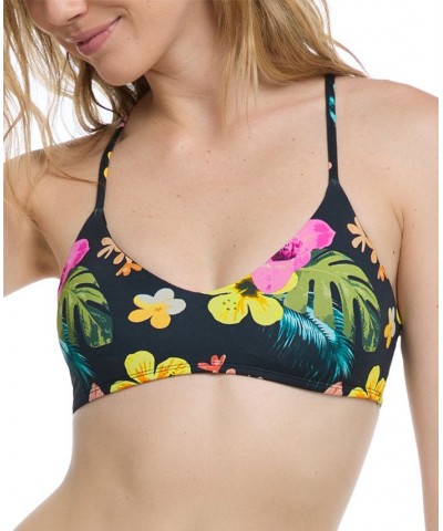 Women's Tropical Island Alani Printed Racerback Bikini Top Black Tropical $34.65 Swimsuits