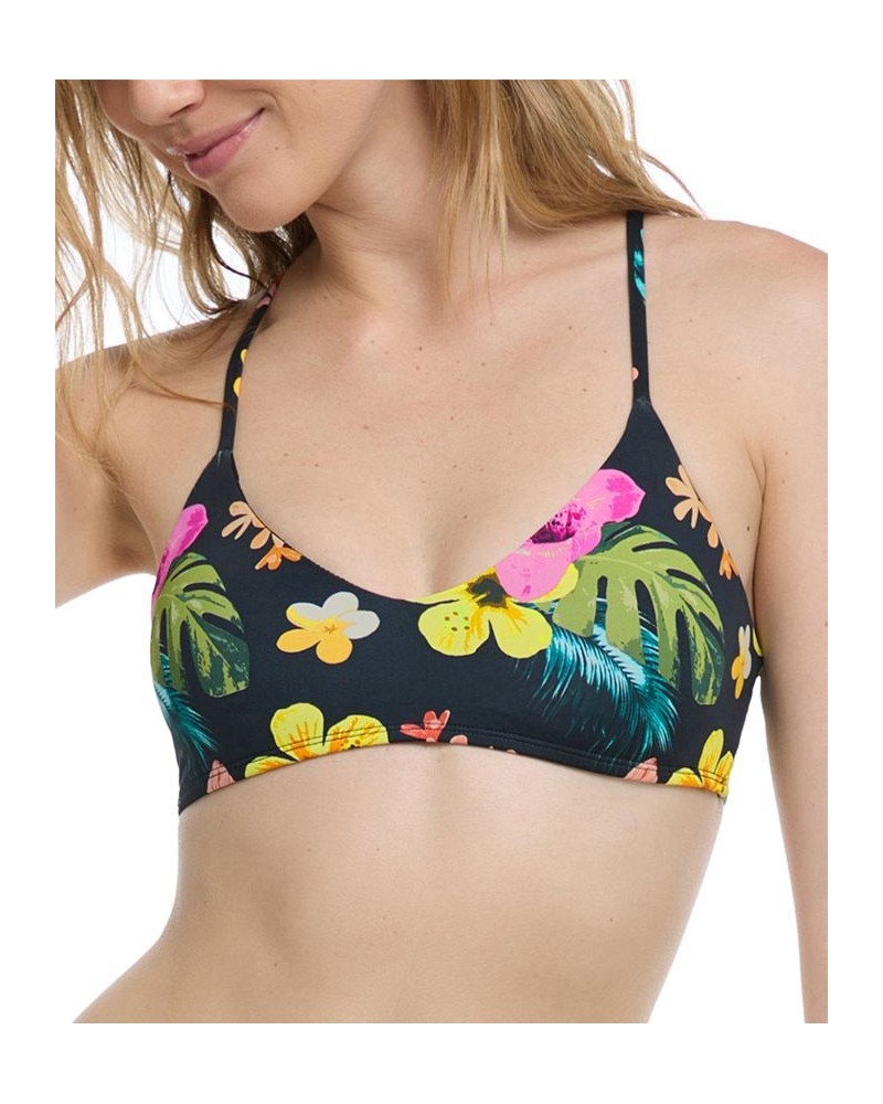 Women's Tropical Island Alani Printed Racerback Bikini Top Black Tropical $34.65 Swimsuits