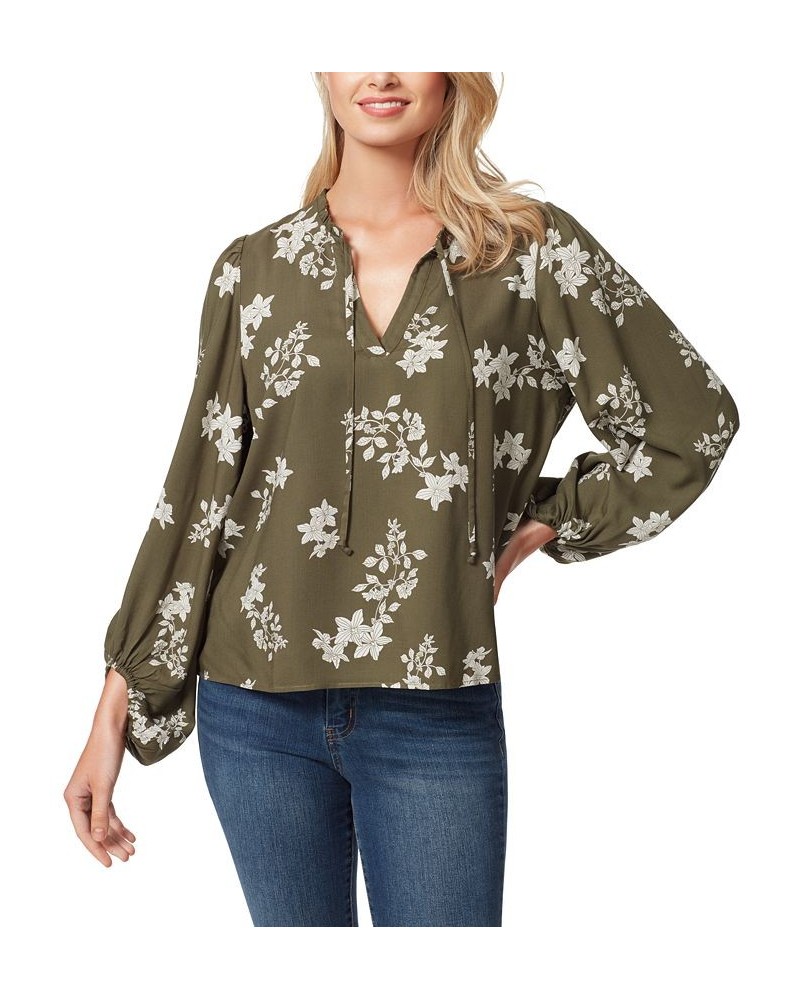 Women's Ruby Floral Balloon-Sleeve Top Grape Leaf $15.09 Tops