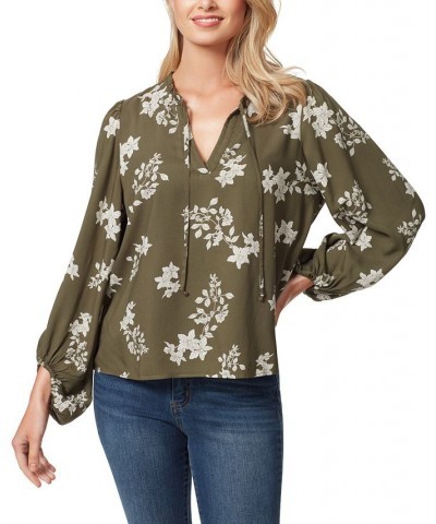 Women's Ruby Floral Balloon-Sleeve Top Grape Leaf $15.09 Tops