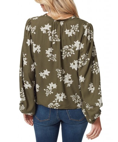 Women's Ruby Floral Balloon-Sleeve Top Grape Leaf $15.09 Tops