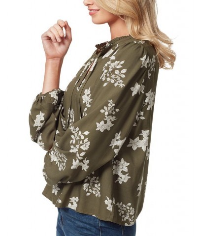 Women's Ruby Floral Balloon-Sleeve Top Grape Leaf $15.09 Tops