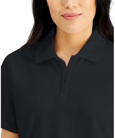 Petite Knit Cotton Polo Deep Black $9.50 Tops