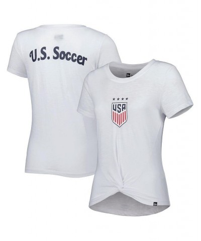 Women's 5th & Ocean by White USWNT Front Twist T-shirt White $18.92 Tops