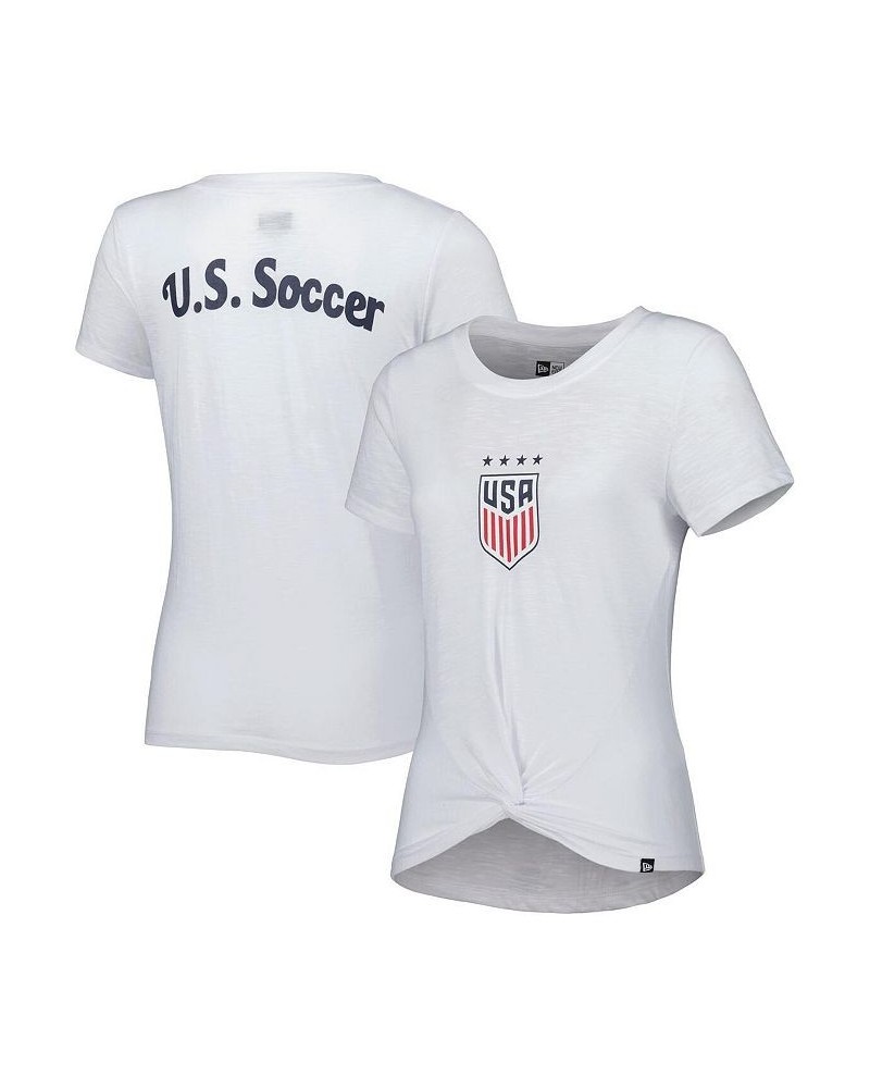 Women's 5th & Ocean by White USWNT Front Twist T-shirt White $18.92 Tops