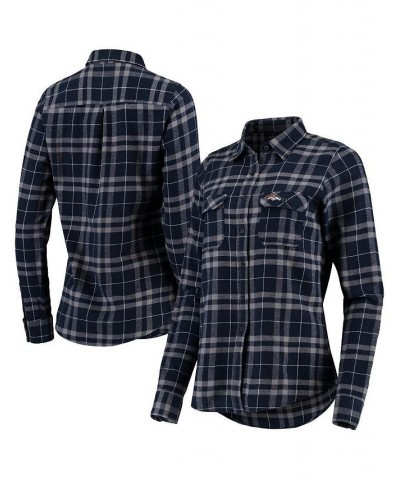 Women's Navy and Gray Denver Broncos Stance Flannel Button-Up Long Sleeve Shirt Navy, Gray $38.00 Tops