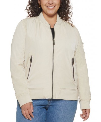 Trendy Plus Size Melanie Bomber Jacket Sand $47.00 Jackets