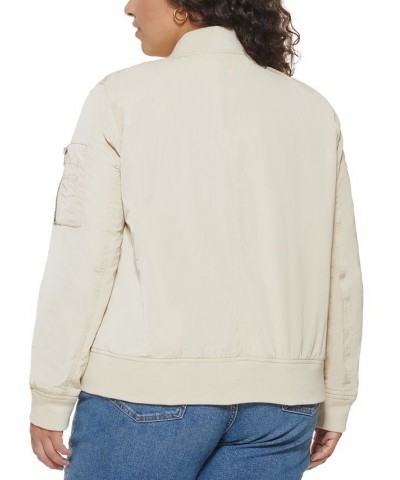 Trendy Plus Size Melanie Bomber Jacket Sand $47.00 Jackets