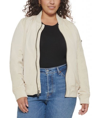 Trendy Plus Size Melanie Bomber Jacket Sand $47.00 Jackets