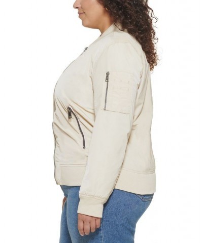 Trendy Plus Size Melanie Bomber Jacket Sand $47.00 Jackets