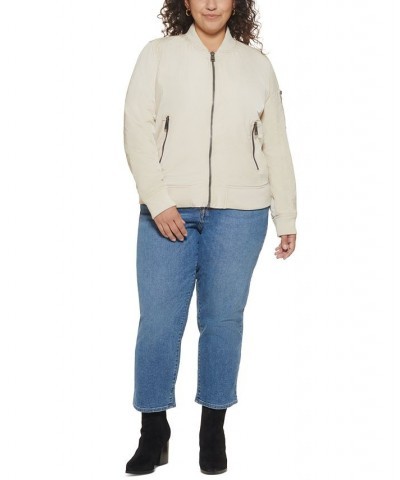 Trendy Plus Size Melanie Bomber Jacket Sand $47.00 Jackets