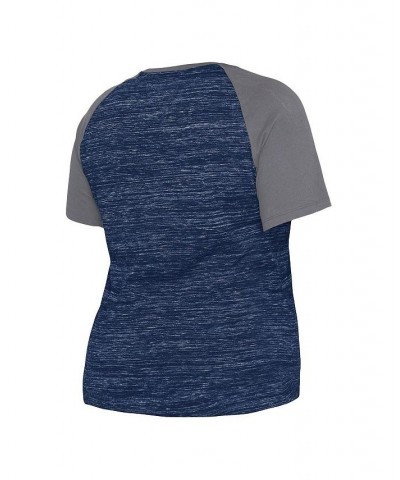 Women's Navy New York Yankees Plus Size Space Dye Raglan V-Neck T-shirt Navy $24.99 Tops