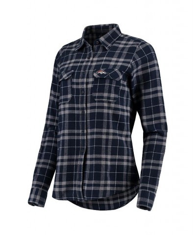 Women's Navy and Gray Denver Broncos Stance Flannel Button-Up Long Sleeve Shirt Navy, Gray $38.00 Tops