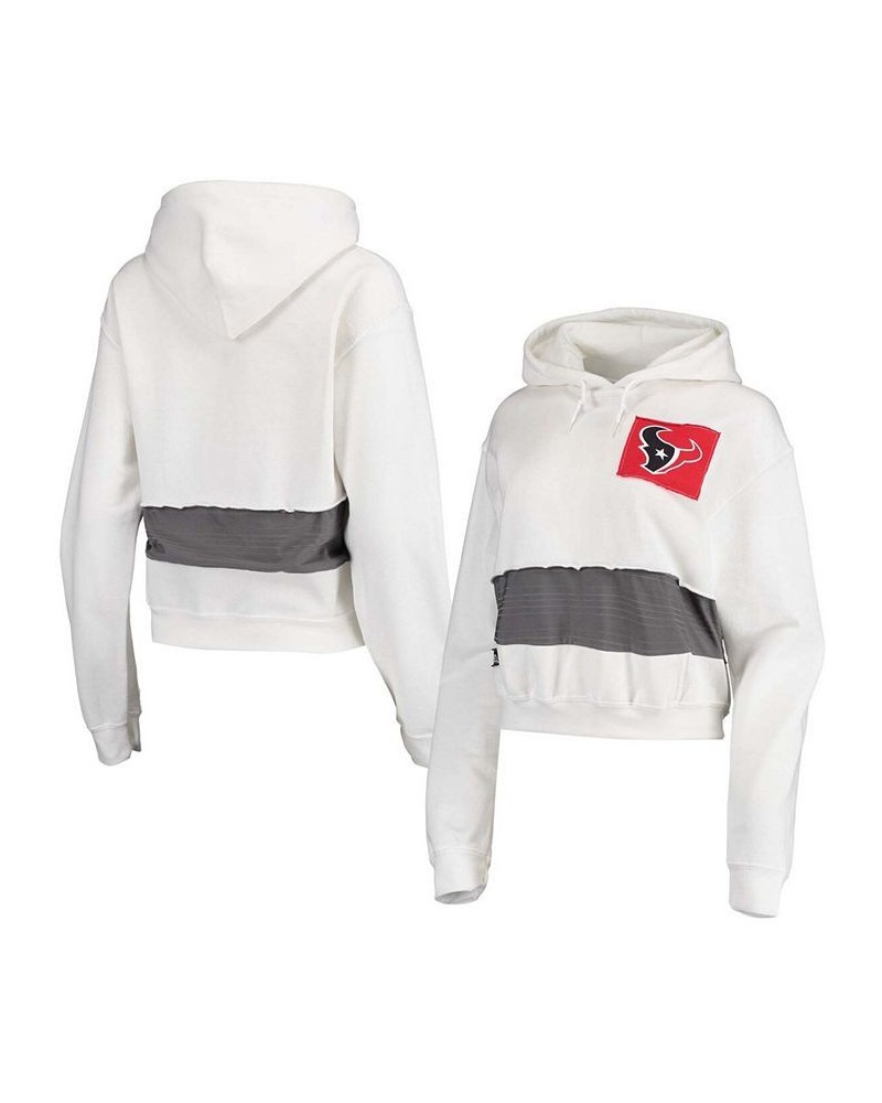 Women's White Houston Texans Crop Pullover Hoodie White $35.20 Sweatshirts