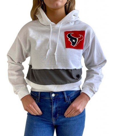 Women's White Houston Texans Crop Pullover Hoodie White $35.20 Sweatshirts