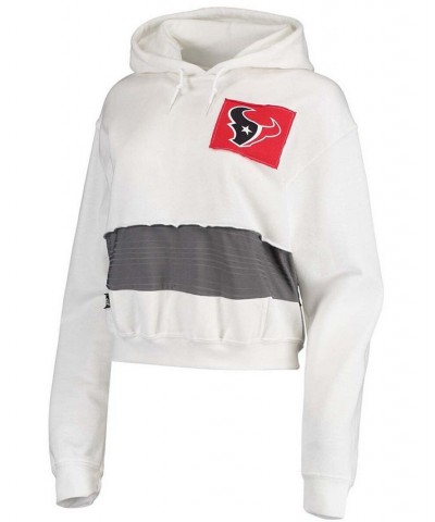 Women's White Houston Texans Crop Pullover Hoodie White $35.20 Sweatshirts