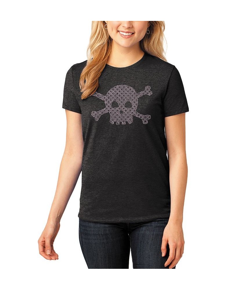Women's Premium Blend Word Art XOXO Skull T-shirt Black $15.54 Tops