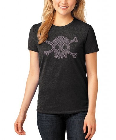 Women's Premium Blend Word Art XOXO Skull T-shirt Black $15.54 Tops