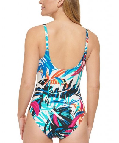 Women's Twist-Front Tummy-Control One-Piece Swimsuit Lapis Multi Tropical Rainforest $49.49 Swimsuits