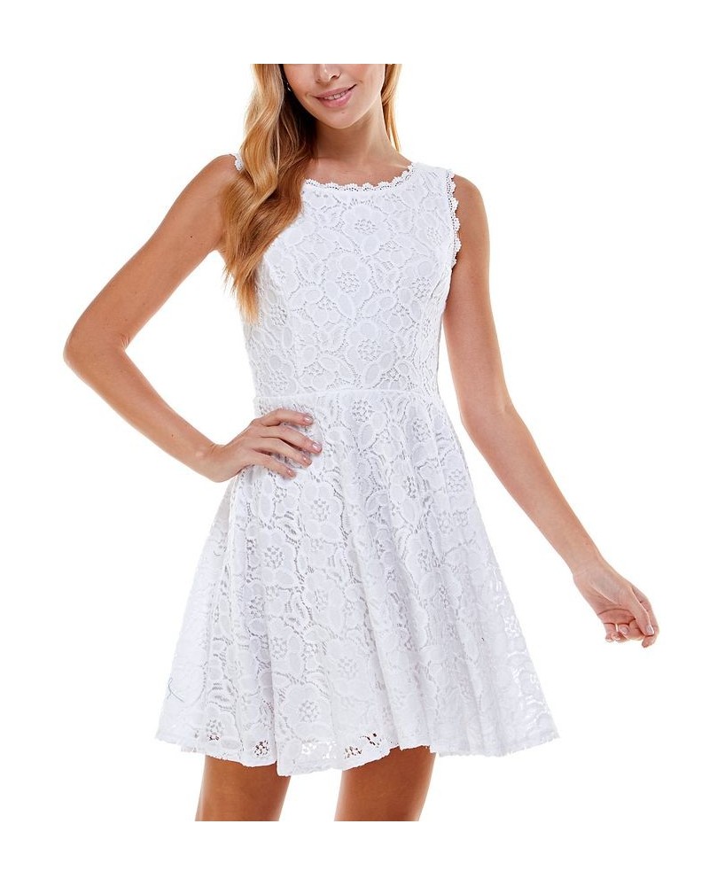 Juniors' Lace Fit & Flare Dress Cornflower $31.27 Dresses