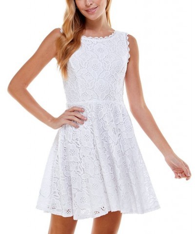 Juniors' Lace Fit & Flare Dress Cornflower $31.27 Dresses