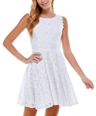 Juniors' Lace Fit & Flare Dress Cornflower $31.27 Dresses