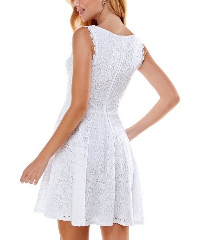 Juniors' Lace Fit & Flare Dress Cornflower $31.27 Dresses