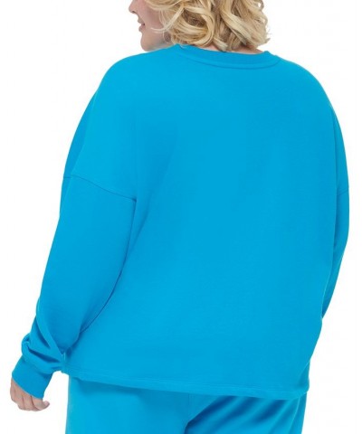 Plus Size Velvet Logo French Terry Sweatshirt Blue $18.35 Sweatshirts