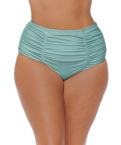 Plus Size Solid Ruched Costa Swim Bottoms Jade $24.60 Swimsuits